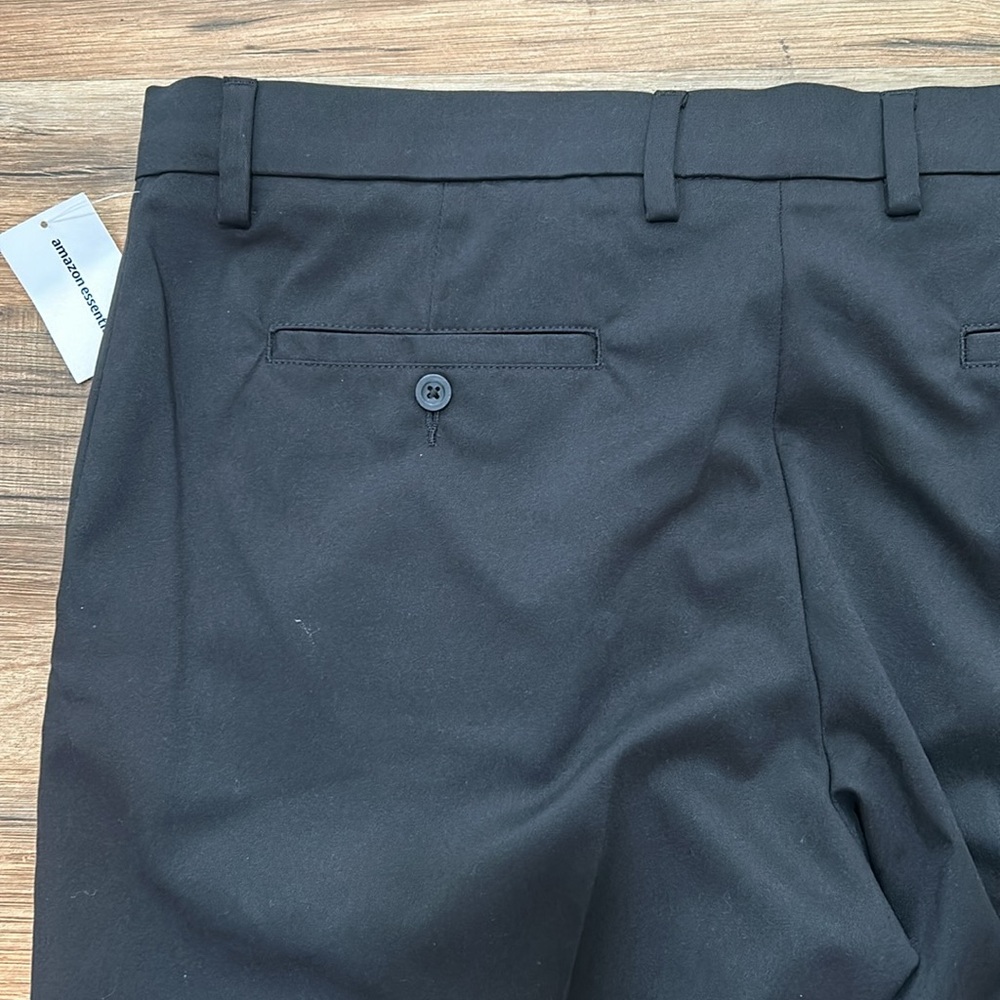 AMAZON ESSENTIAL CHINO PANTS CLASSIC FIT BLACK NEW 38W x 28L - Picture 5 of 14
